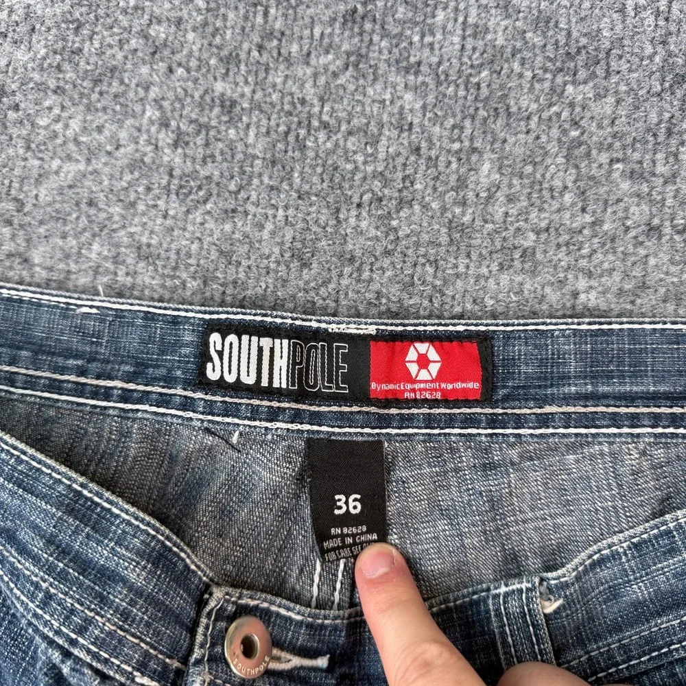 Vintage Southpole Jeans Shorts Mens 36 Blue Denim Jorts Red Tab Baggy Grunge Y2K